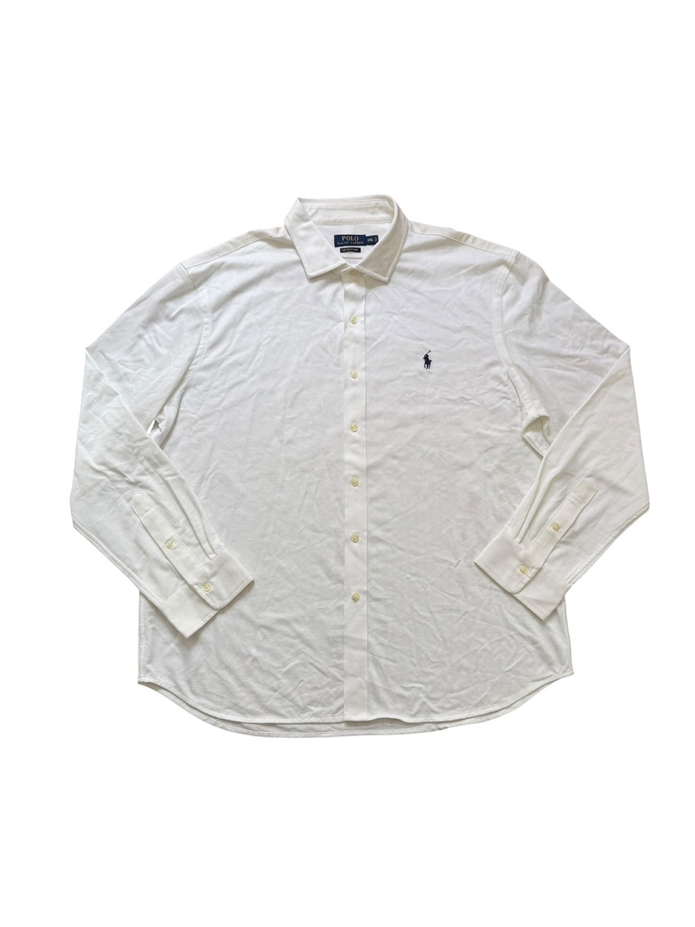 Polo Ralph Lauren Herringbone Knit Dress Shirt Mens XXL White Long Sleeve Cotton